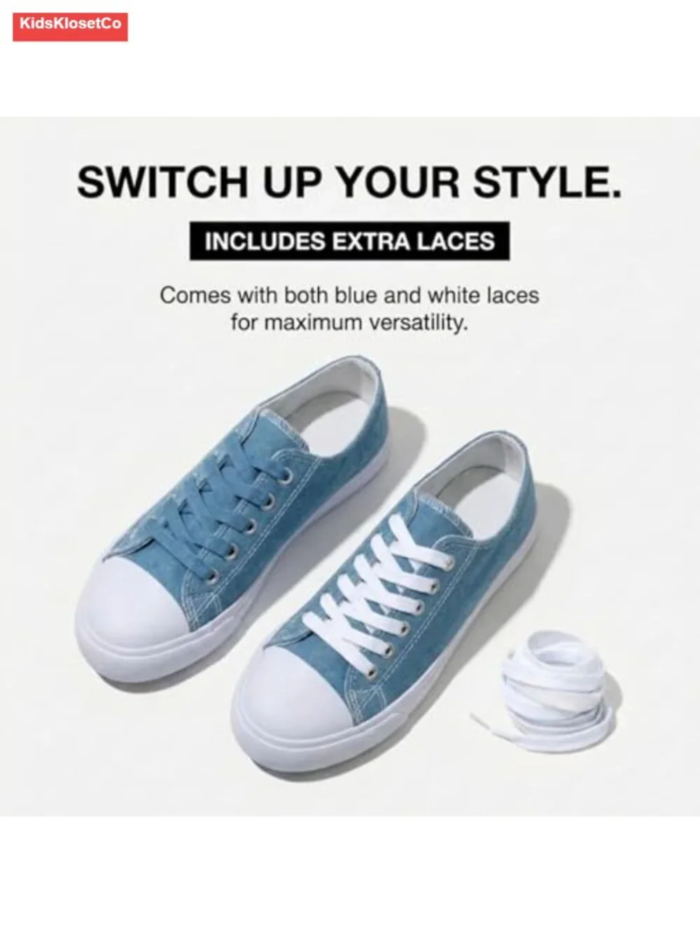 Kids Canvas Sneakers Lace-Up Low Top Rubber Sole Cushioned